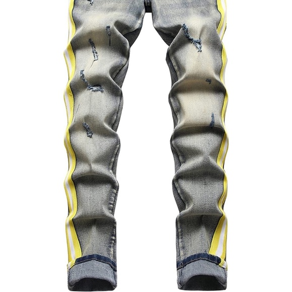 New Mens Ripped and Patched Skinny Jeans Multiple Sizes - Picture 2 of 2